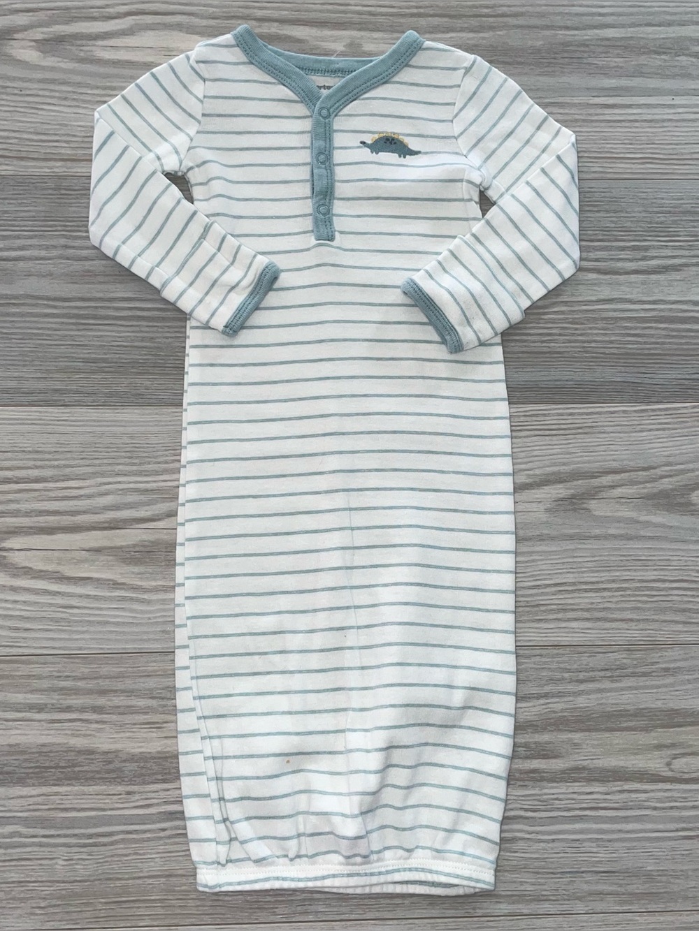 Carter’s Baby Sleep Gown 3M White Blue Striped Dinosaur